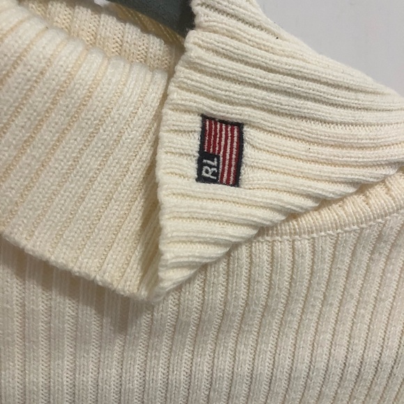 Ralph Lauren Designer pullover ribbed scoop neck embroidered sweater size medium - Picture 7 of 11